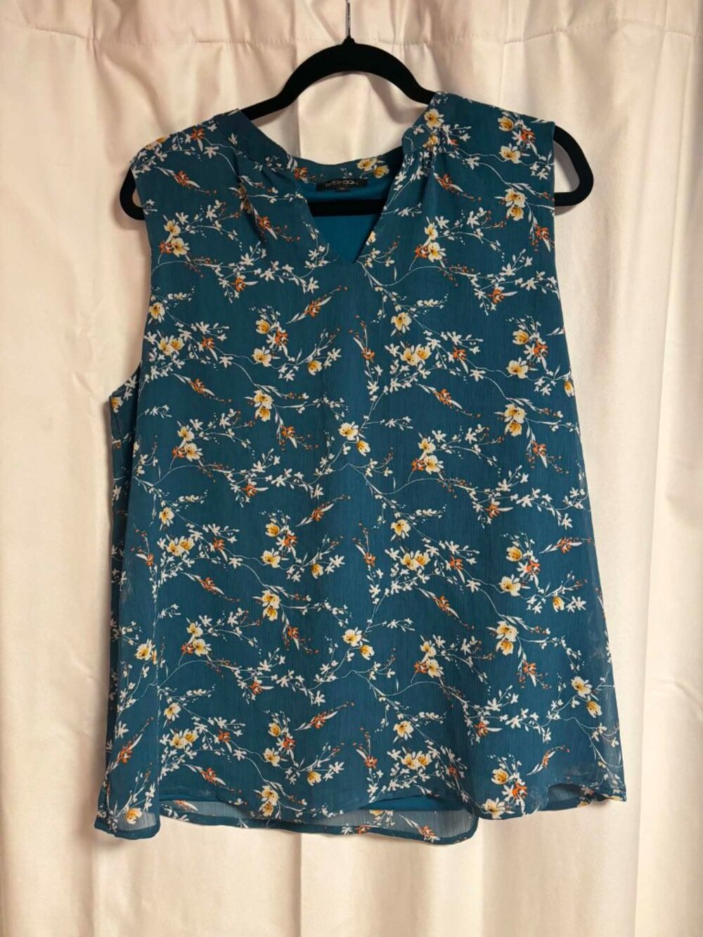Papermoon Teal Floral Sleeveless Keyhole Camisole Size XL
